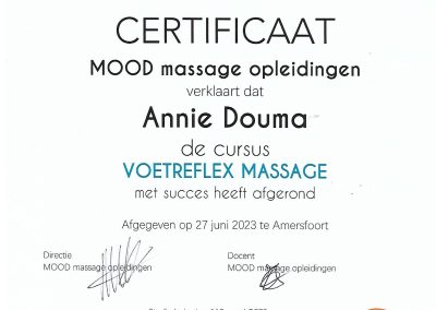 Certificaat Voetreflex massage